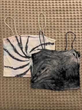 American Eagle Outfitters Tie-Dye Crop Cami Duo - Black & White